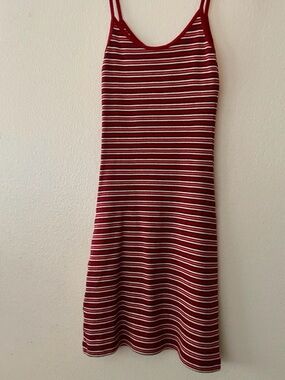 Brandy Melville Red and White Striped Knit Mini Dress